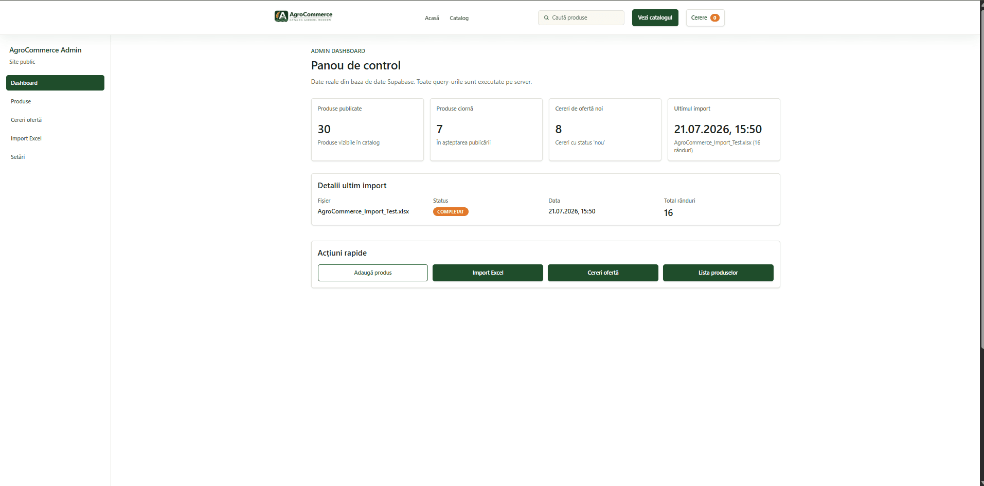 AgroCommerce Admin Dashboard screenshot