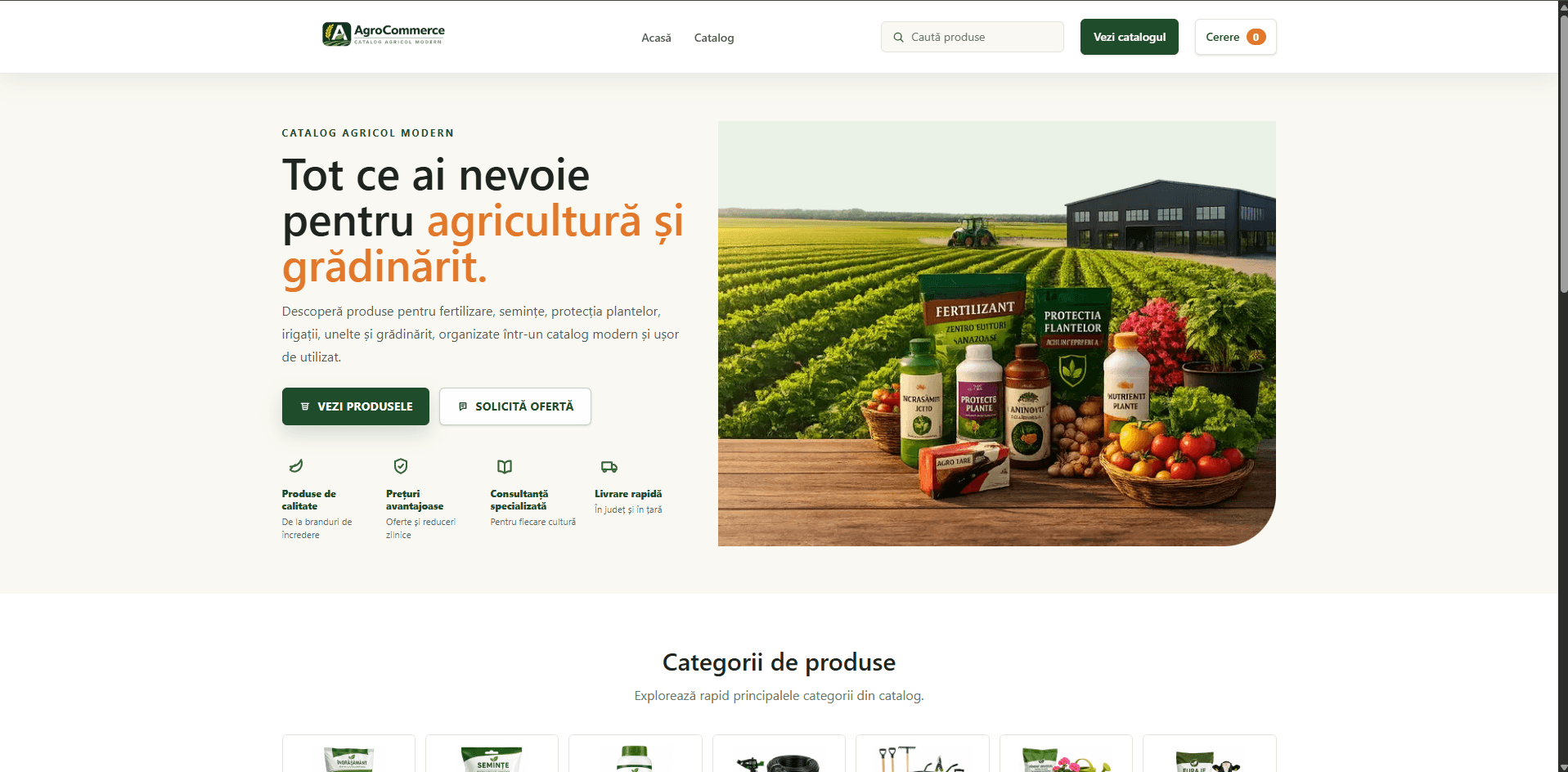 AgroCommerce Homepage screenshot
