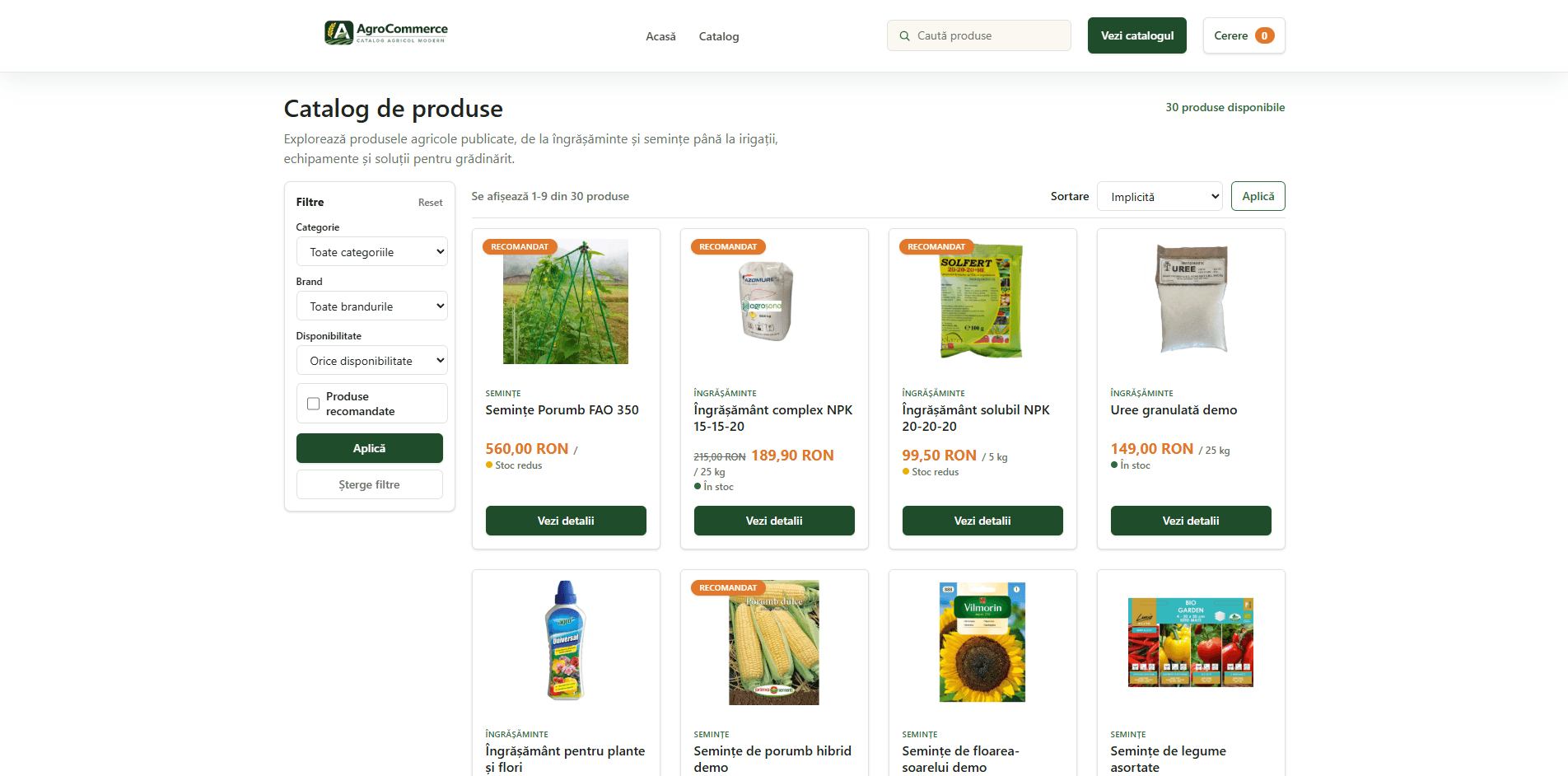 AgroCommerce Product Catalog screenshot