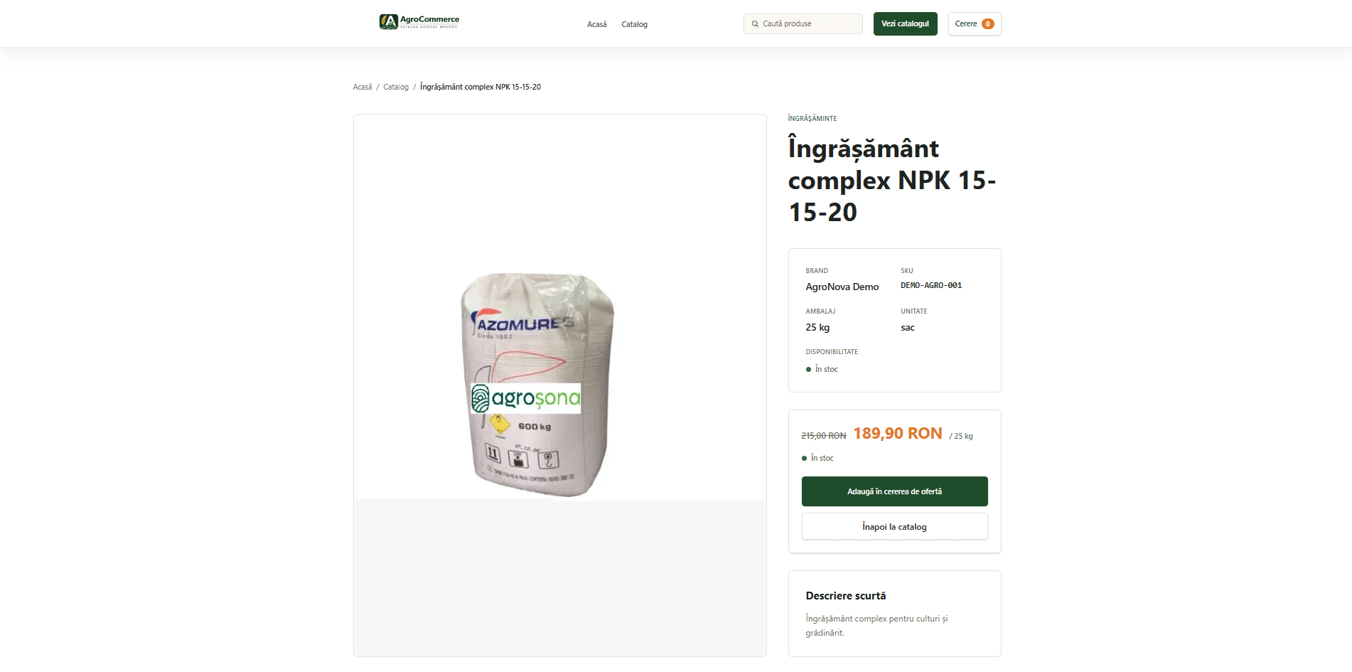AgroCommerce Product Details screenshot