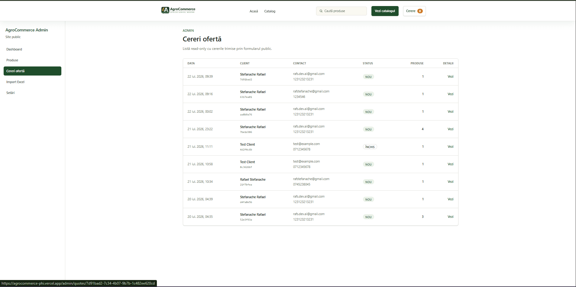 AgroCommerce Quote Management screenshot