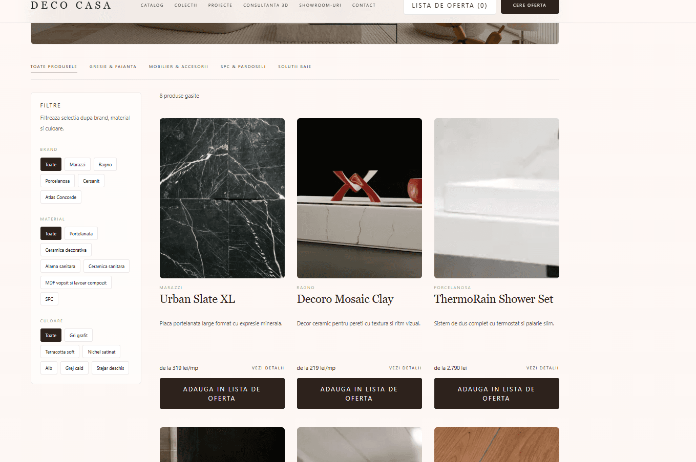 Deco Casa E-commerce Product Catalog screenshot
