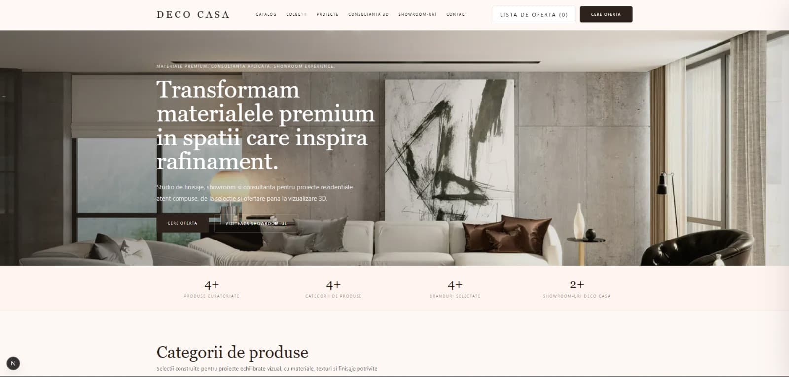 Deco Casa E-commerce Homepage screenshot