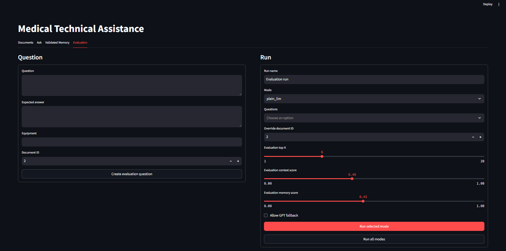Medical Technical Assistance Evaluation Runner screenshot