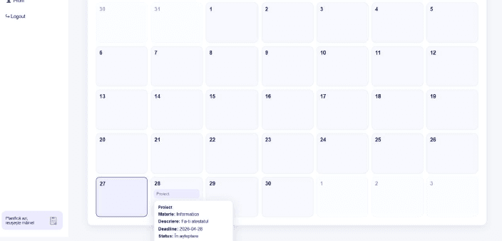 StudyTask Calendar screenshot