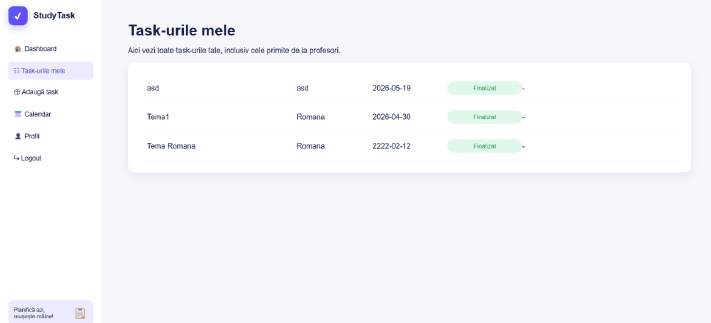StudyTask My Tasks screenshot